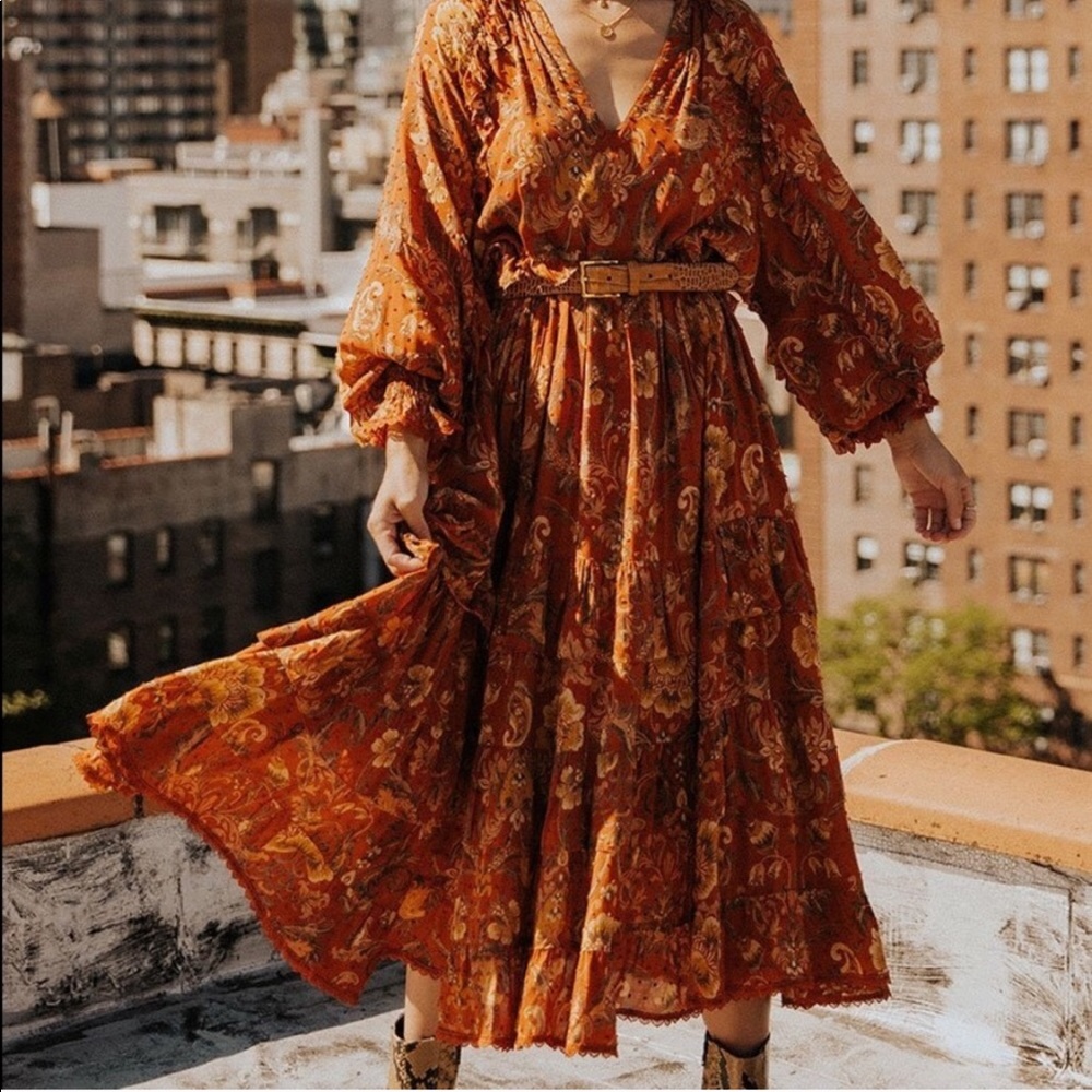 Spell Aurora Boho Dress In Burnt Ember